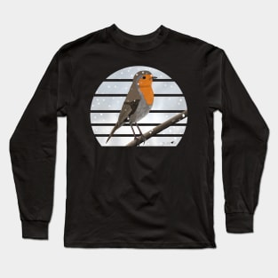 Robin Winter Snow Bird Watching Birding Ornithologist Gift Long Sleeve T-Shirt